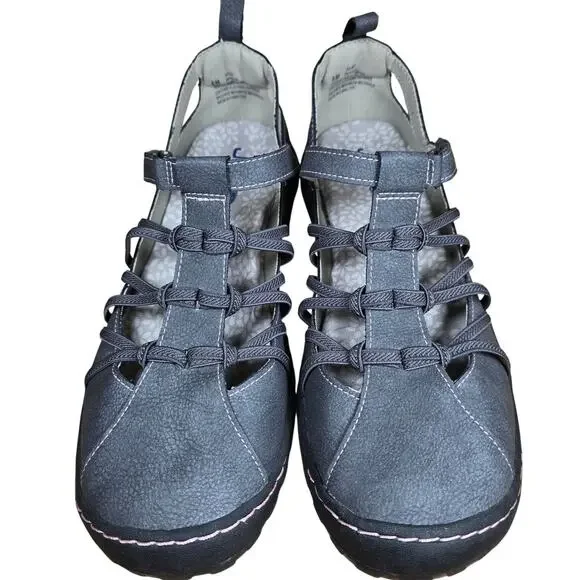 NWOT JBU Womens Juliet SlipOn Casual Memory Foam Gray Shoes Sandals Strappy Sz 8 - Picture 2 of 9